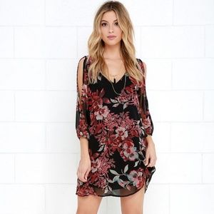 Shifting Dears Black Floral Long Sleeve Dress